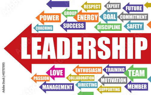 リーダーシップの矢印とワードクラウド Leadership arrow and word cloud