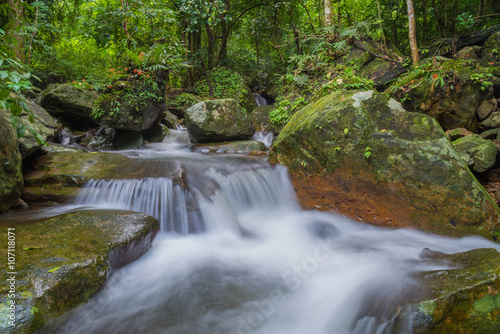 Waterfall in deep rain forest jungle  Krok E Dok Waterfall Sarab