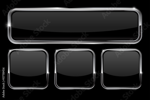 Glass plates on black background