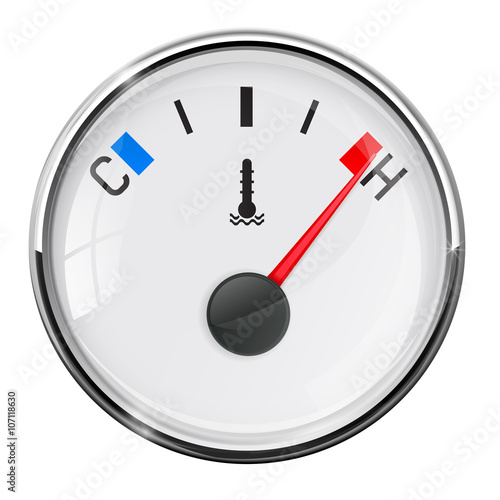 Temperature gauge. Maximum position