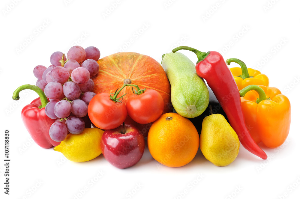 fruits and vegetables isolated on white background fruits and vegetables isolated on white background