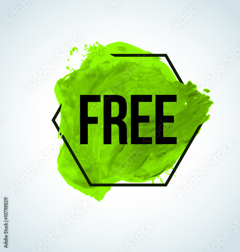 Green Vector watercolor free item label