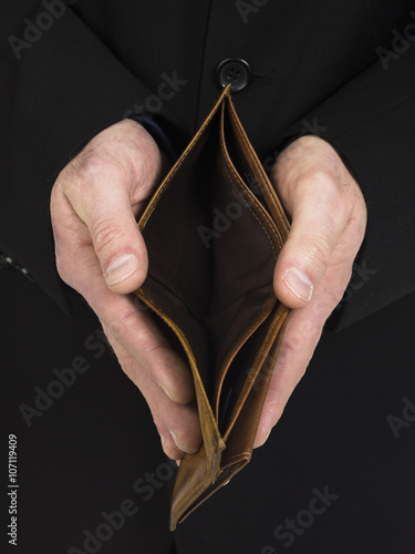 empty brown leather wallet photo