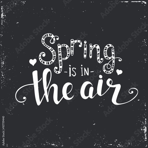 Spring is in the air. Hand drawn typography poster.