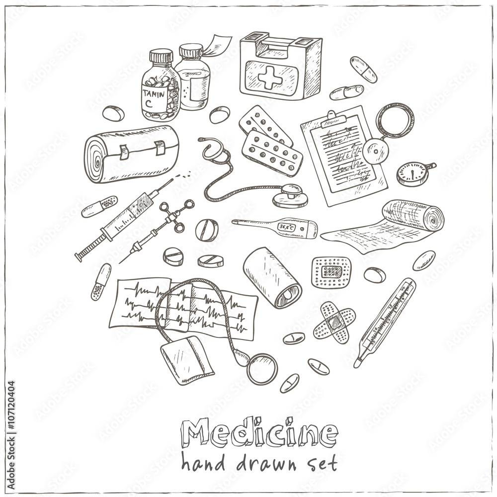 Health care and medicine drawings. Sketches. Health care and medicine drawings. Sketches.