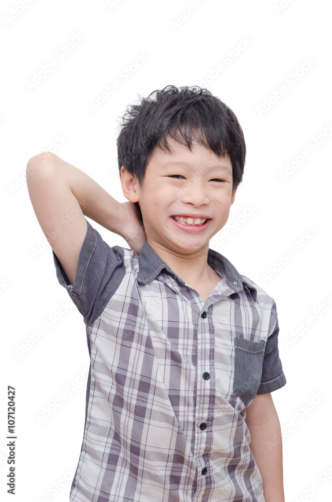 Young Asian boy smile over white Young Asian boy smile over white