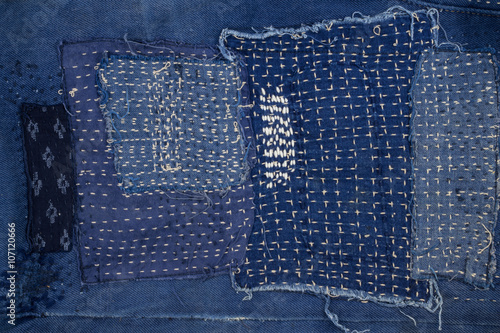Jeans patchwork  background , denim patchwork .