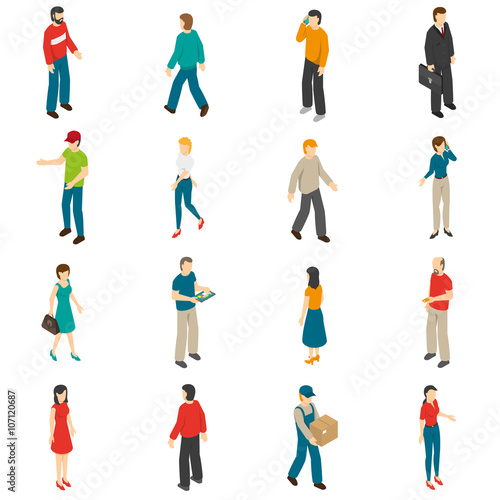 People Isometric Icons Set