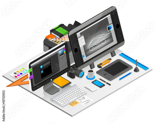  Graphic Design Workplace Illustration 