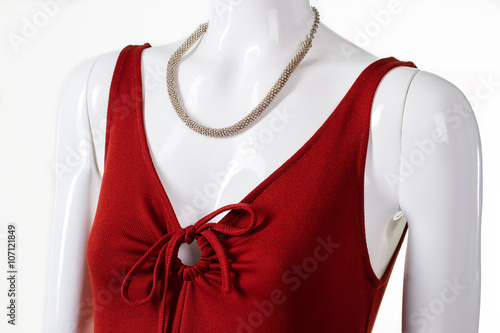 Dress with custom made necklace.