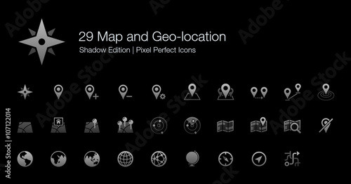 Map and Geo-location Pixel Perfect Icons Shadow Edition photo
