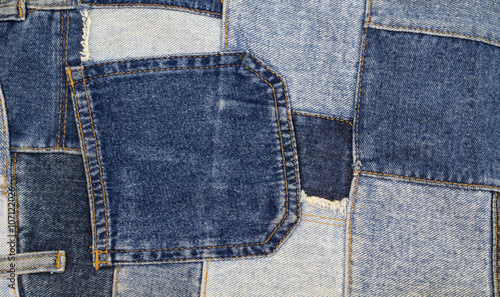 Jeans patchwork  background , denim patchwork .