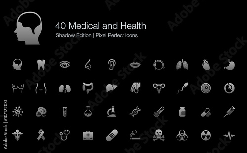 Medical and Health Human Organs and Body Parts Pixel Perfect Icons Shadow Edition