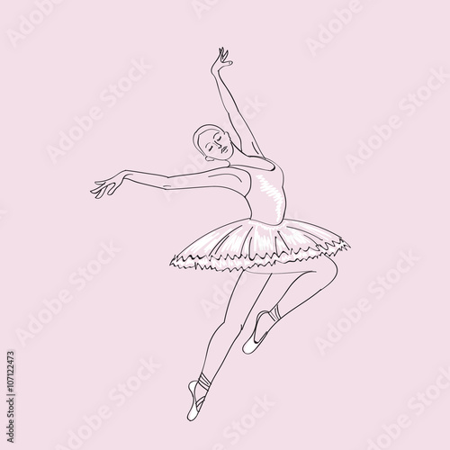 Hand drawn sketch of young ballerina standing in a pose. Ballerinas collection Vol.5.