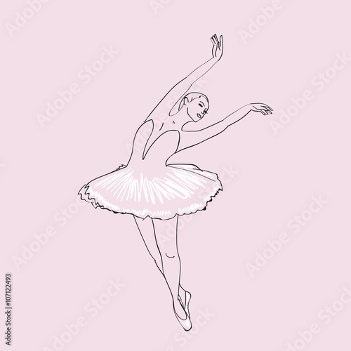 Hand drawn sketch of young ballerina standing in a pose. Ballerinas collection Vol.4.
