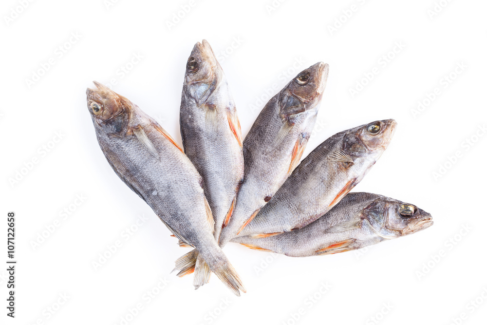 dried fish isolated on a white background