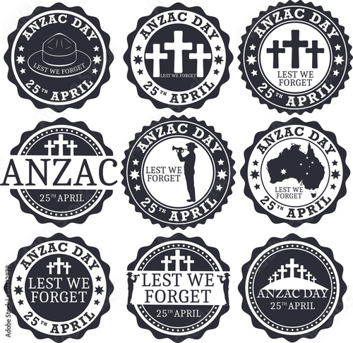 Anzac day. Greeting stamp set