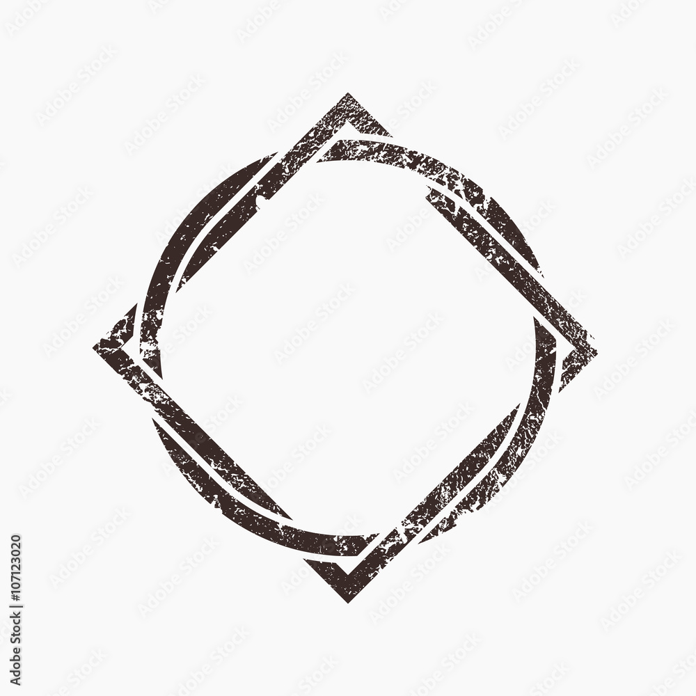 Interlocking circle and square, grunge design, vector illustration Interlocking circle and square, grunge design, vector illustration