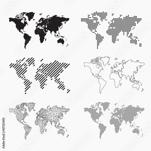 World map set, vector illustration