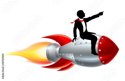Silhouette Businessman Rocket