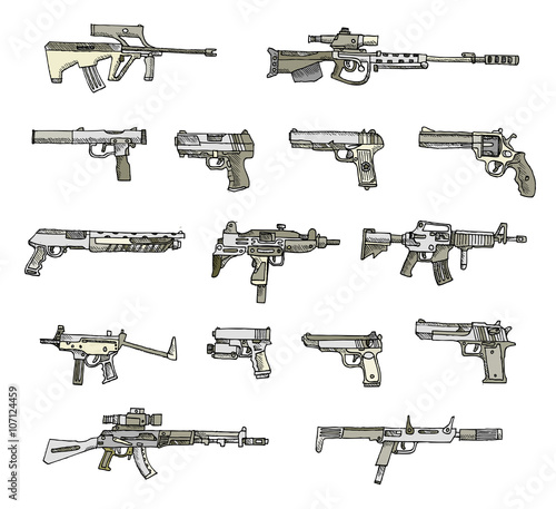 Set of weapons. Vector. Isolated