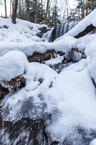 Weaver's Creek Falls Winter View in Owen Sound, Ontario, Canada