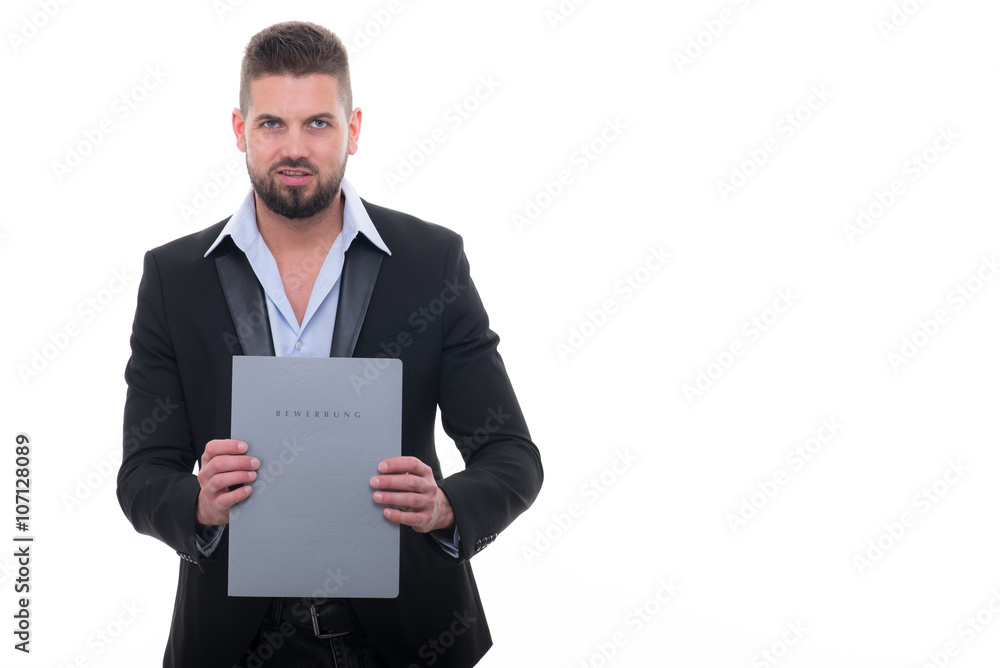 junger mann mit bewerbungsunterlagen junger mann mit bewerbungsunterlagen
