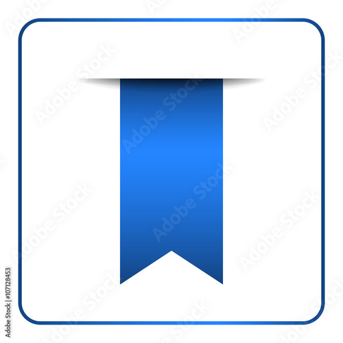 Blue bookmark banner. Vertical book mark, isolated on white background. Color tag, label. Flag symbol, sign. Design element blank. Empty sticker for sale. Template icon decoration. Vector illustration