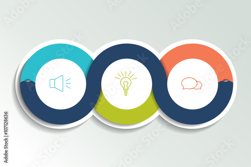 Circle first, second and third diagram, scheme, chart. 3 template for presentation. 3 steps options, elements, ingographic.