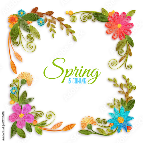 Vector color flower branch in quilling technique .