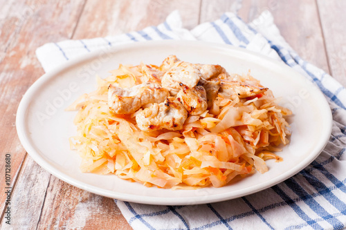 Cooked cabbage with meat