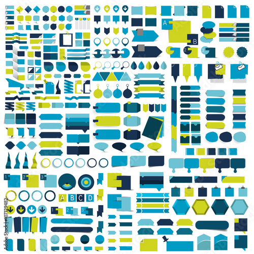Giga set of infographics flat design elements, schemes, charts, buttons, speech bubbles, stickers. Vector illustration.