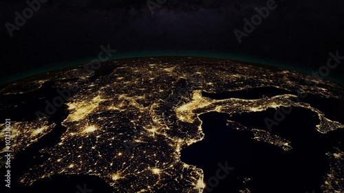 Planet earth at night with space background