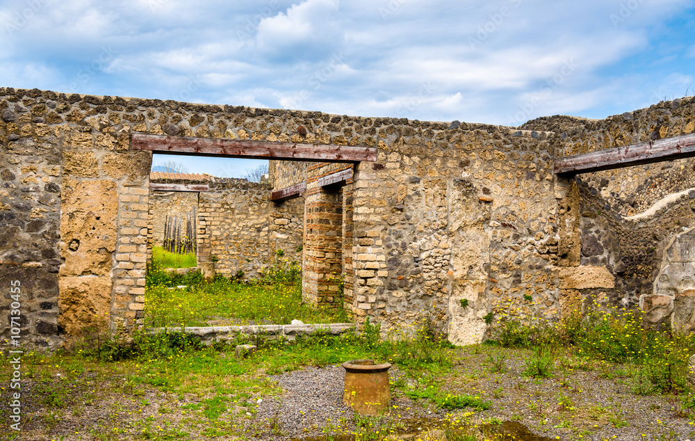 Ruins of Roman houses in Pompeii
