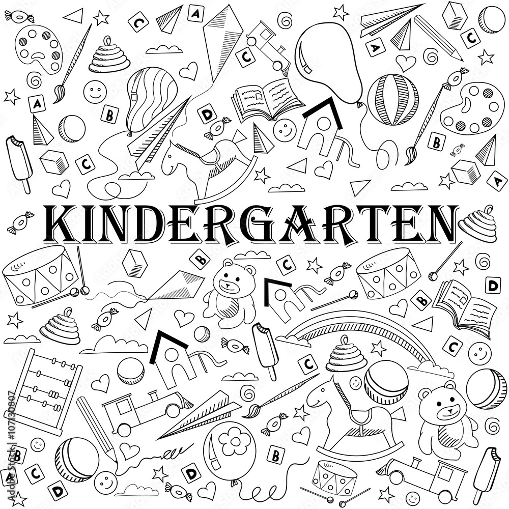  Kindergarten line art design vector illustration