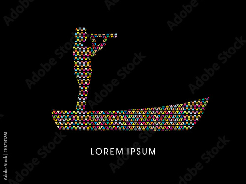 Telescope looking on Boat , vision designed using colorful mosaic graphic vector.
