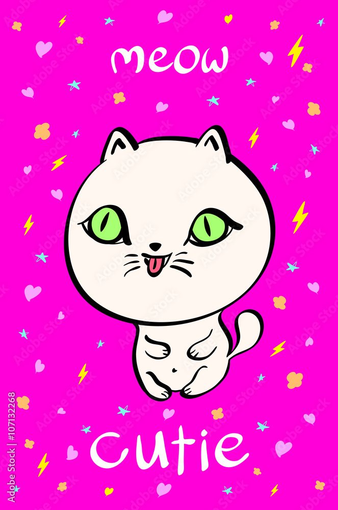Cutie cat illustration for t-shirt or other uses,in vector.