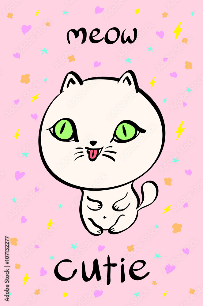 Cutie cat illustration for t-shirt or other uses,in vector. Cutie cat illustration for t-shirt or other uses,in vector.