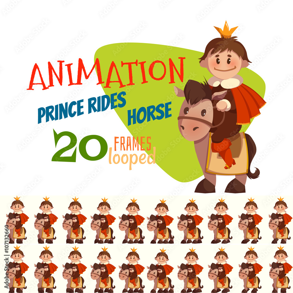 Vector illustration of horse with prince in flat style.