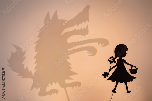 Canvas Print Little Red Riding Hood and Big Bad Wolf's shadow