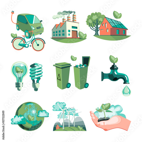 Ecology Decorative Icons Set