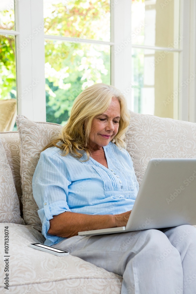 Senior woman using laptop at home Senior woman using laptop at home