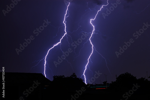 Lightning Storm in The Sky of Night