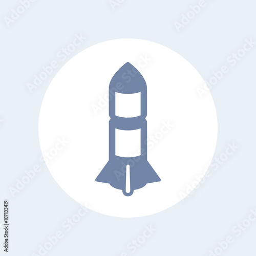 Rocket icon, missile, rocket launch sign, isolated icon, vector illustration