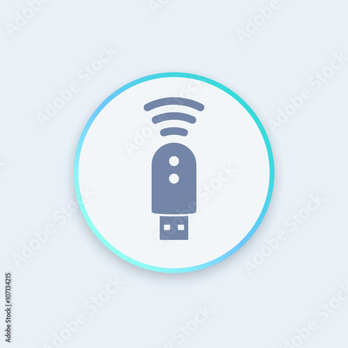 usb modem icon, 4g, lte modem pictogram, modern round icon, vector illustration