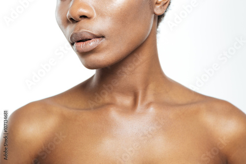 Cropped image of afro american woman