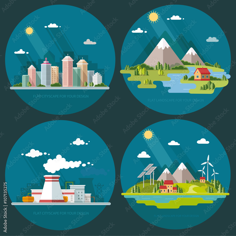 Fototapeta premium Set of icons of nature for your design. The theme of ecology, in