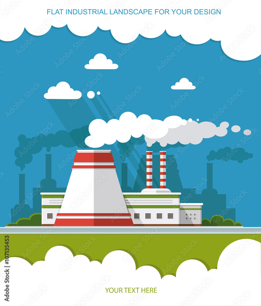 Energy station. The nuclear power plant on the background of the