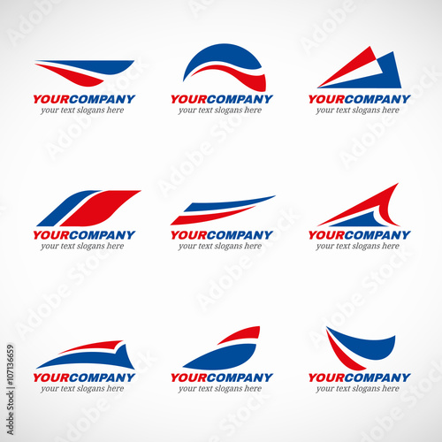 Blue and red airplane logo vector design