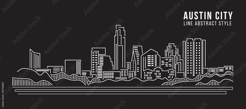 Cityscape Building Line art Vector Illustration design - Austin city
